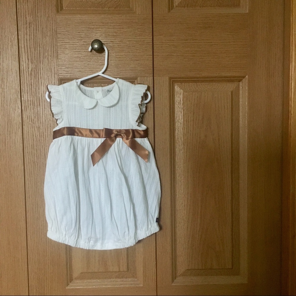 White cotton baby girl dress / romper